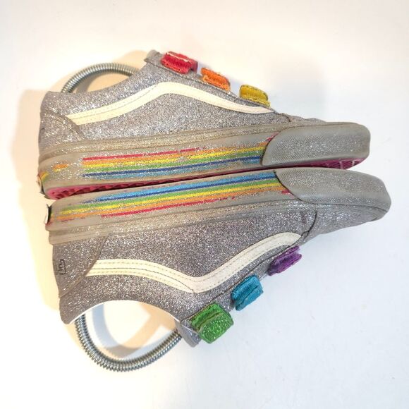 VANS x FLOUR SHOP Sprinkles & Smiles Old Skool V Silver Rainbow Glitter PRIDE Sn - Picture 3 of 12